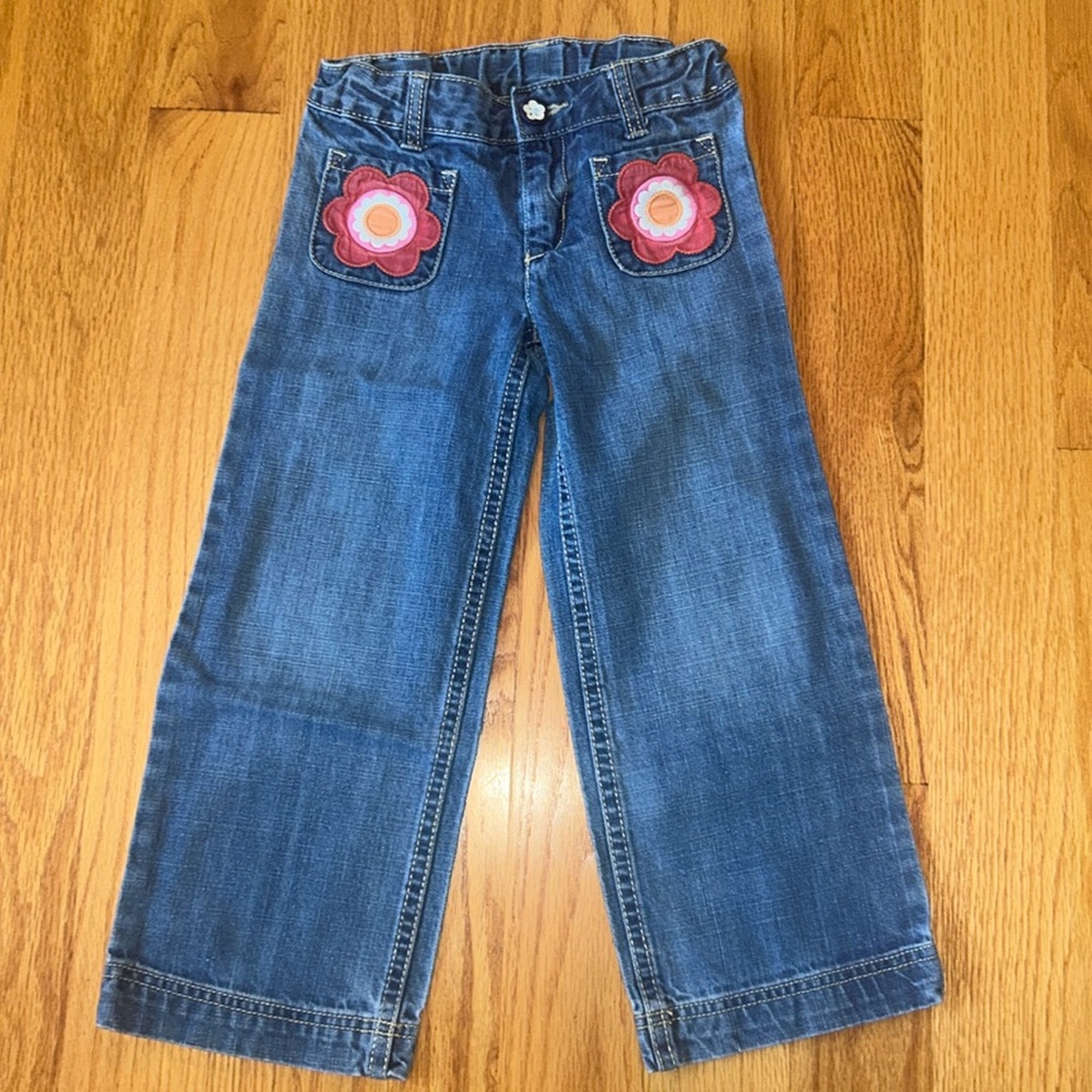 Gymboree jeans with flower pockets, size kids 5T